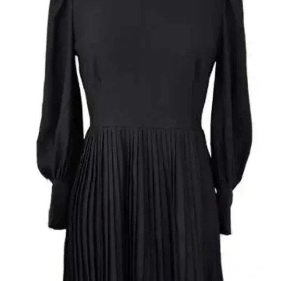 The Kooples Black Long Sleeve Pleated Dress - Picture 2 of 4